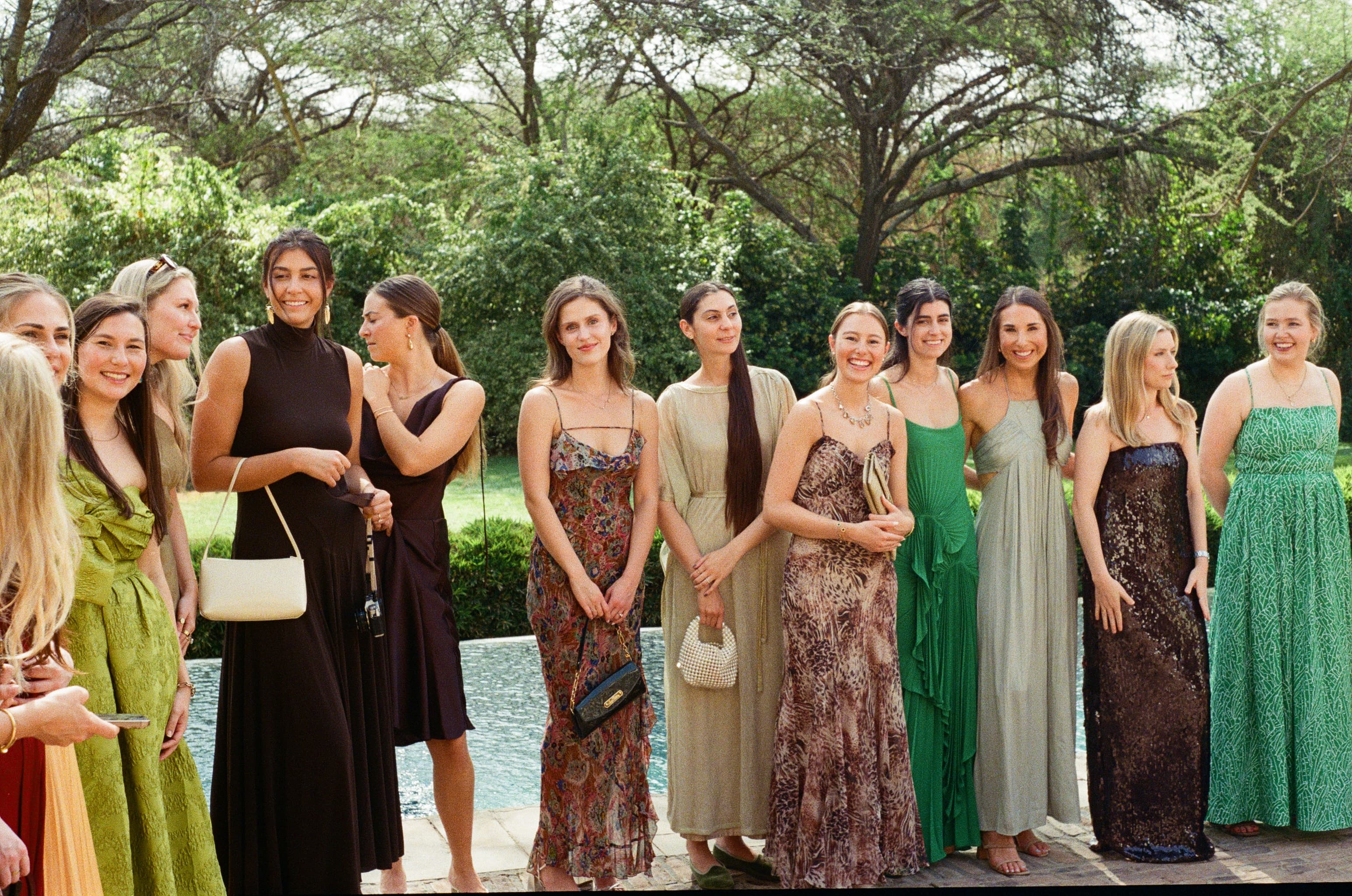 A group of renters in borrowed dresses