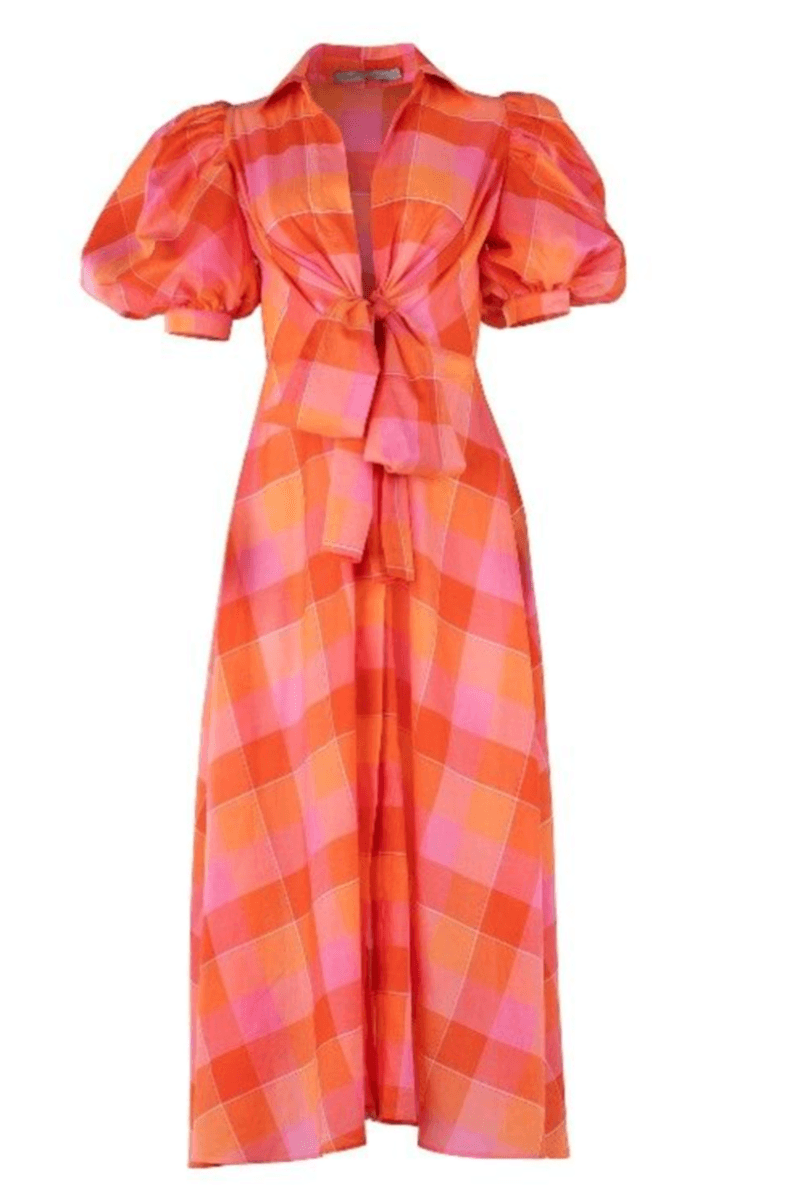 Silvia Tcherassi Orange Checkered Perth Dress