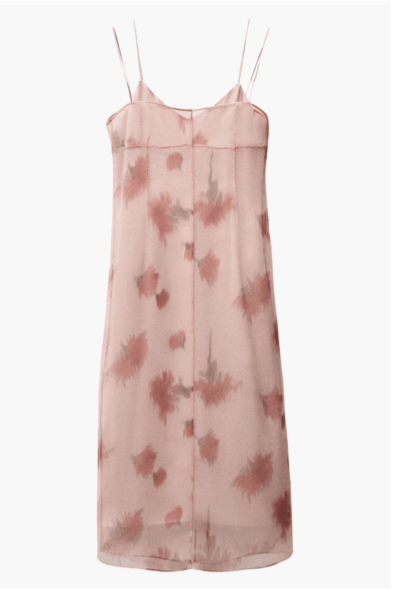 Mango Floral Print Chiffon Overlay Midi Dress