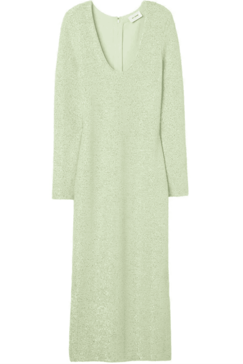 St. John Sequin-Embellished V-Neck Midi Dress